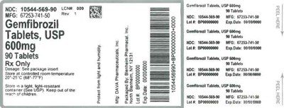 Label 600mg 90ct (Label Gemfibrozil Tabs 600mg Bpi(10544 569 90) Dava(67253 741 50) Rev1)